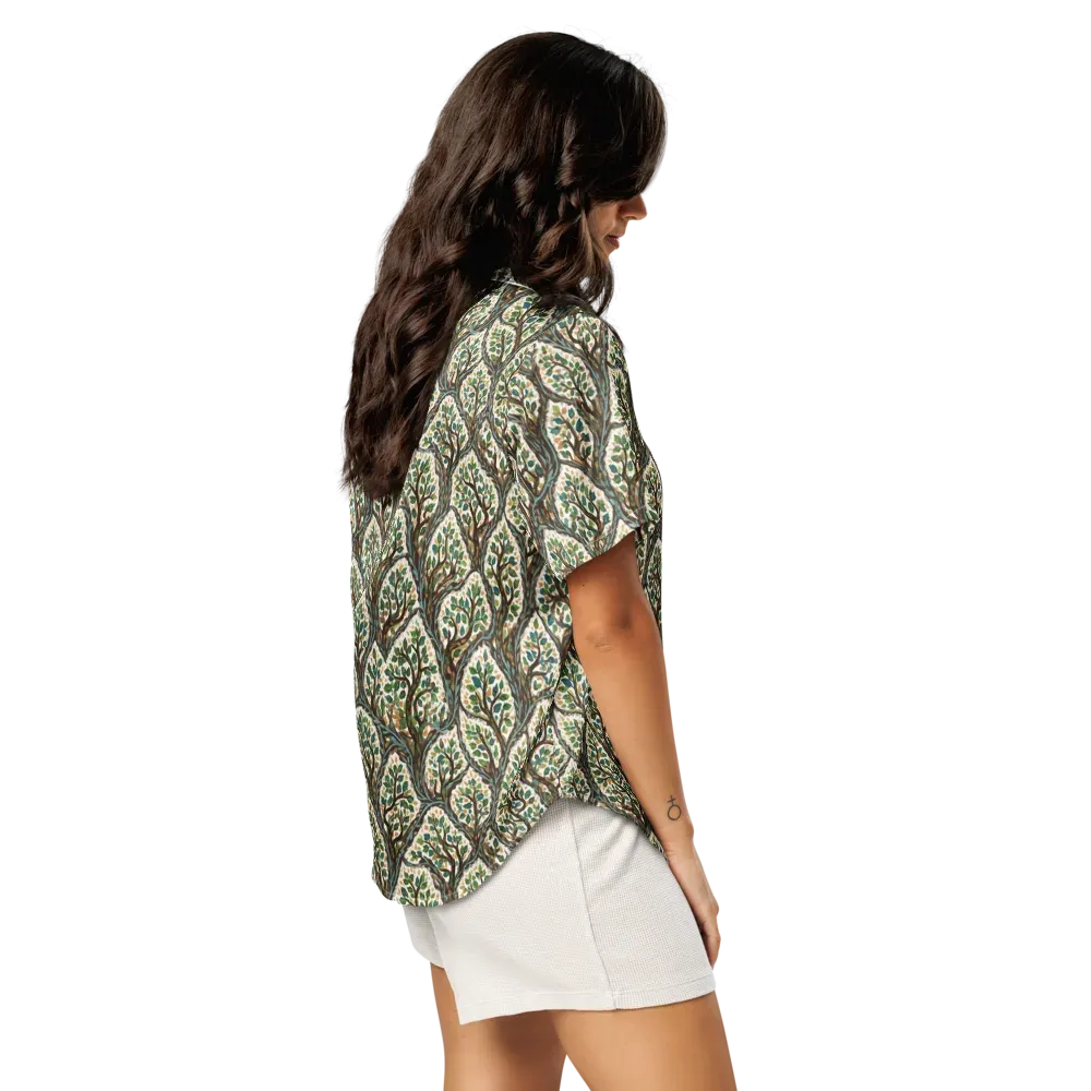 Verdant Filigree on Women's Short Sleeve Pajama Top — Right Back