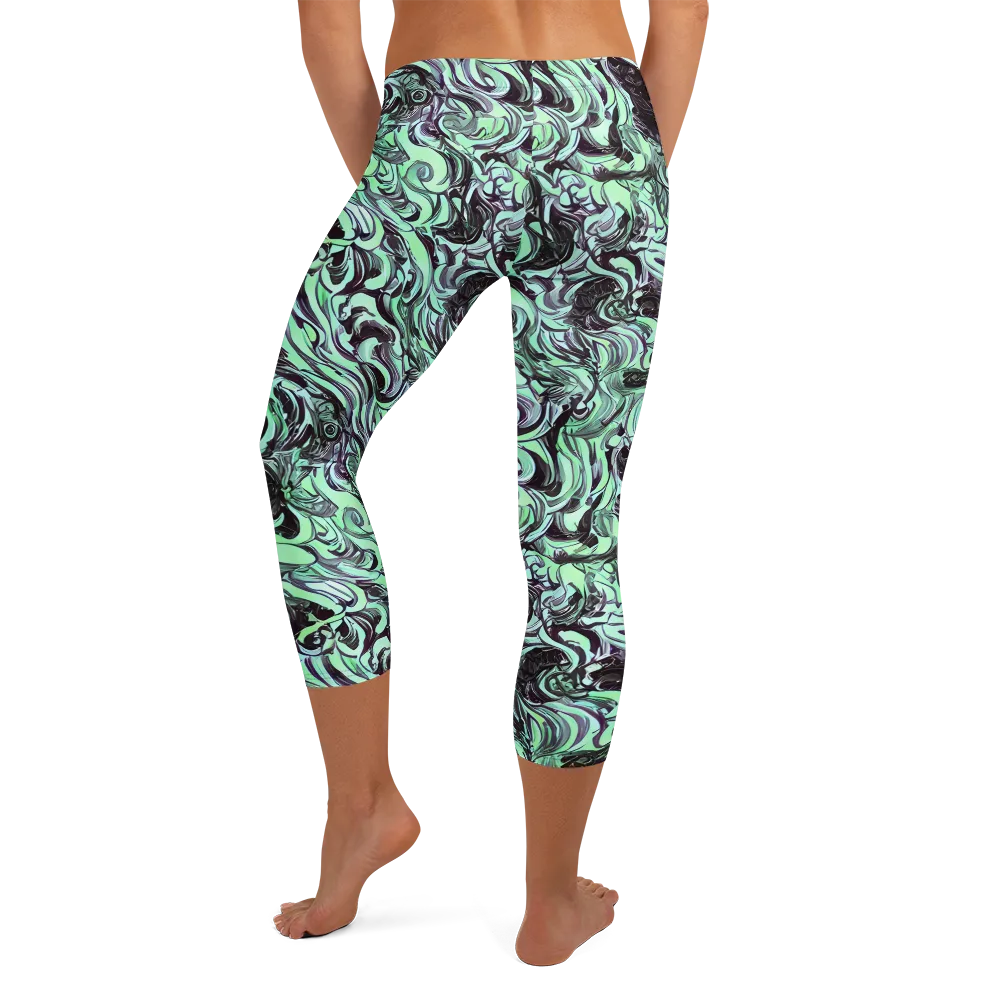Mint Maelstrom on Capri Leggings — Back