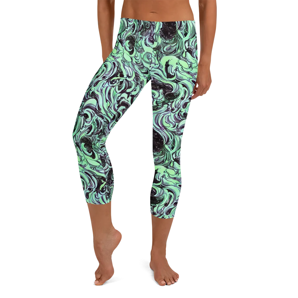 Mint Maelstrom on Capri Leggings — Front