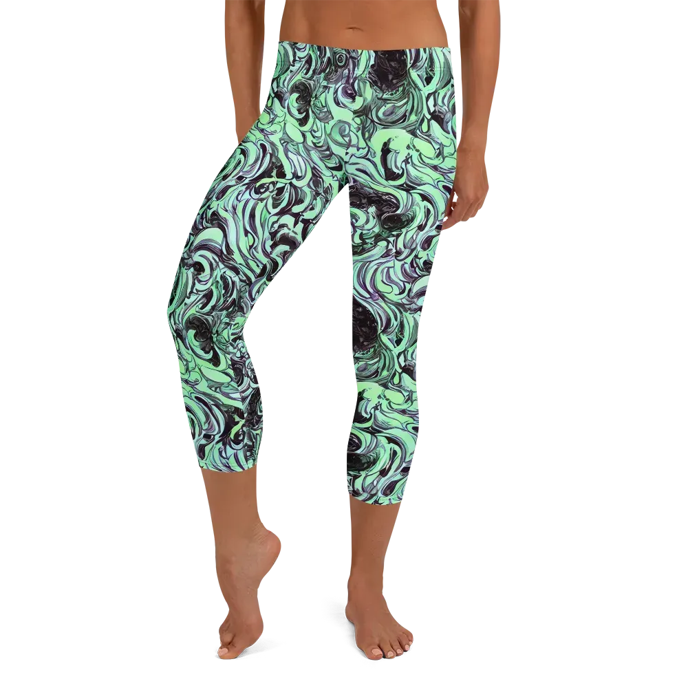 Mint Maelstrom on Capri Leggings — Front