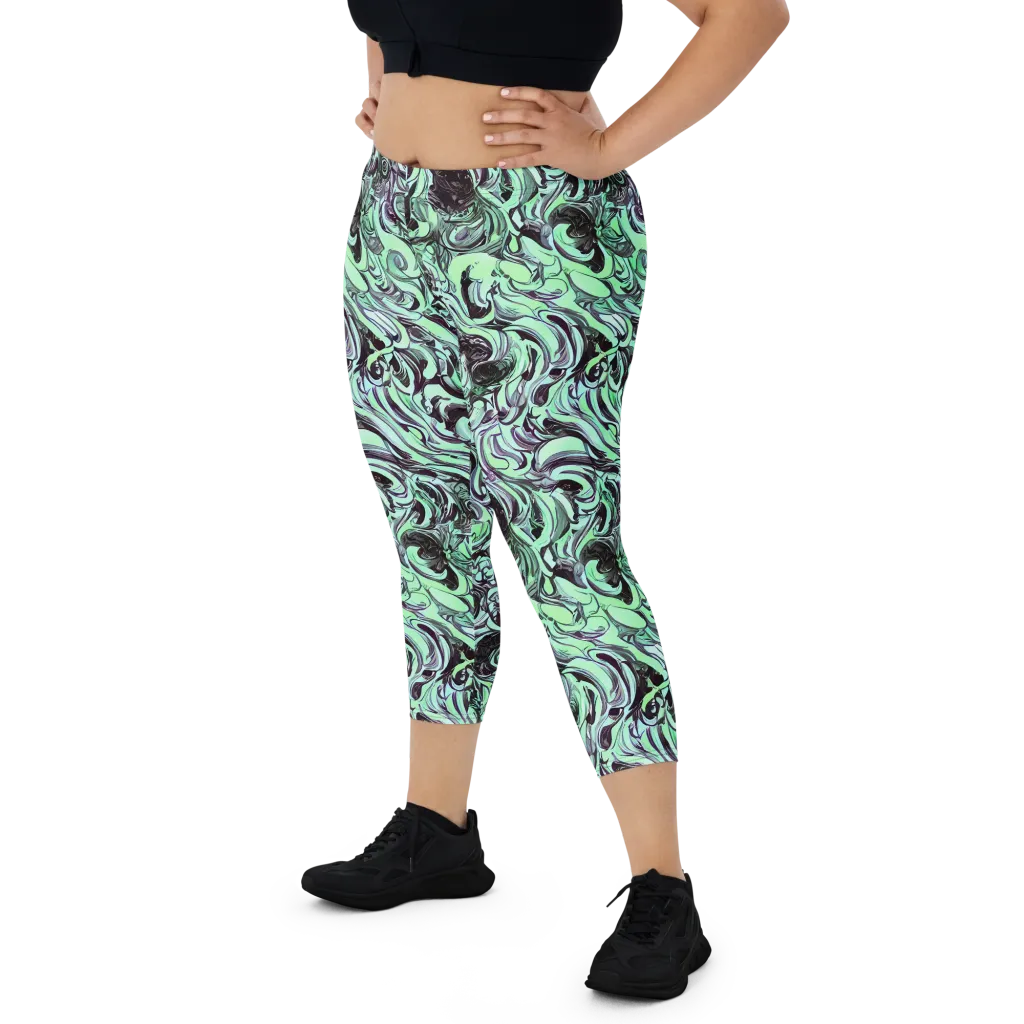 Mint Maelstrom on Capri Leggings — Front