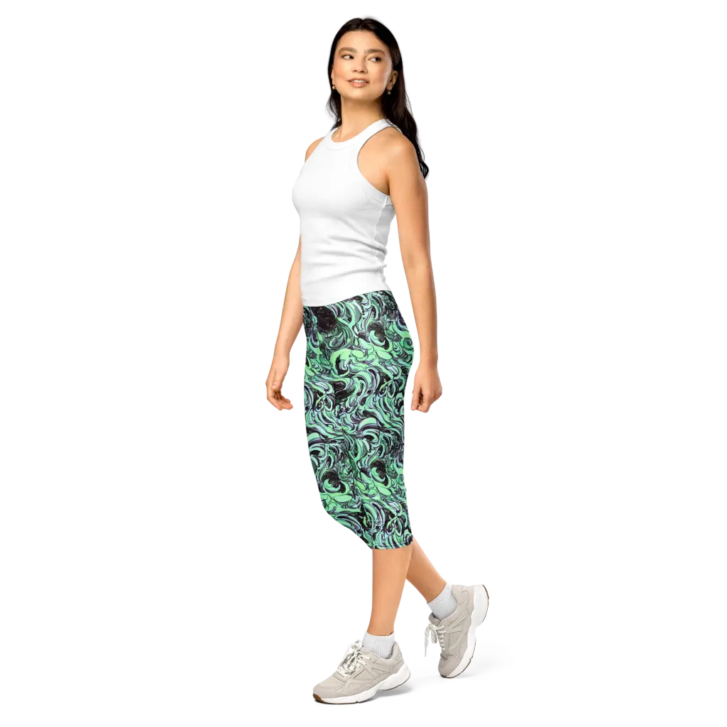 Mint Maelstrom on Capri Leggings — Left Front