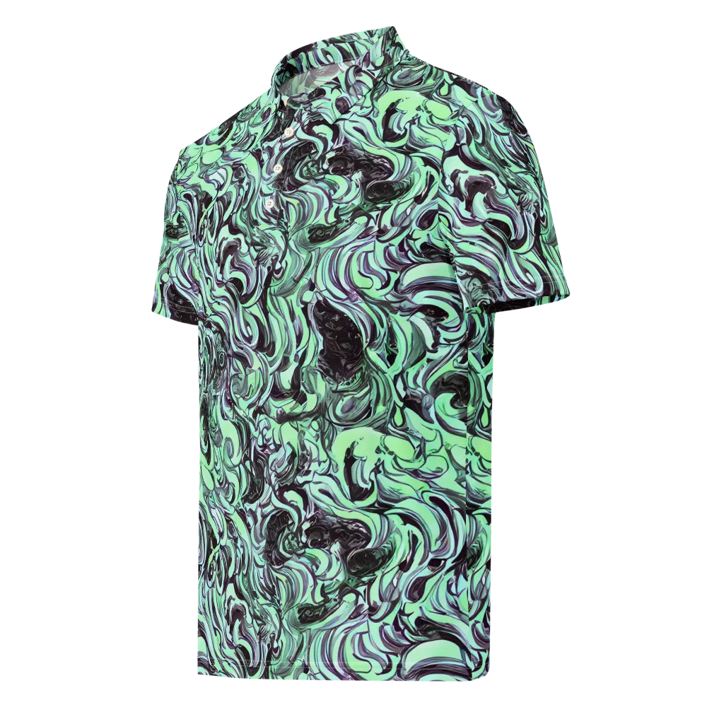 Mint Maelstrom on Men's Slim Fit Polo Shirt — Left Front