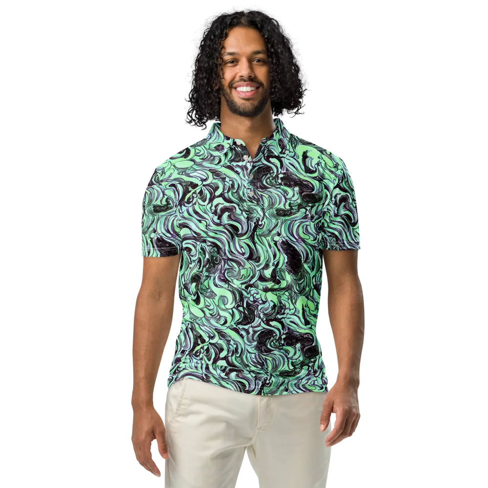 Mint Maelstrom on Men's Slim Fit Polo Shirt — Front