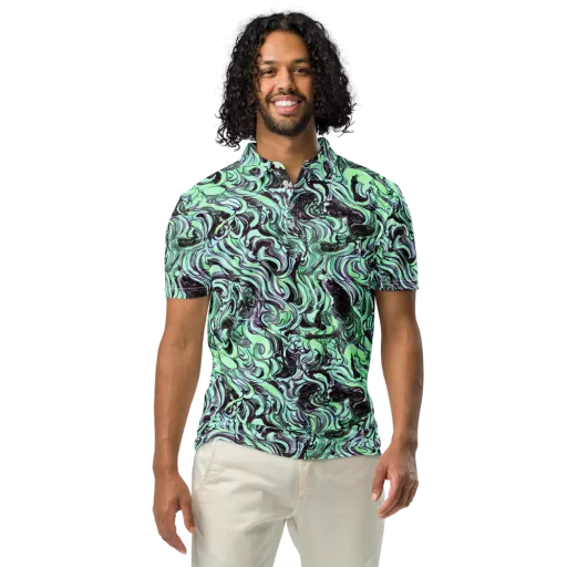Mint Maelstrom on a Men's Slim Fit Polo Shirt
