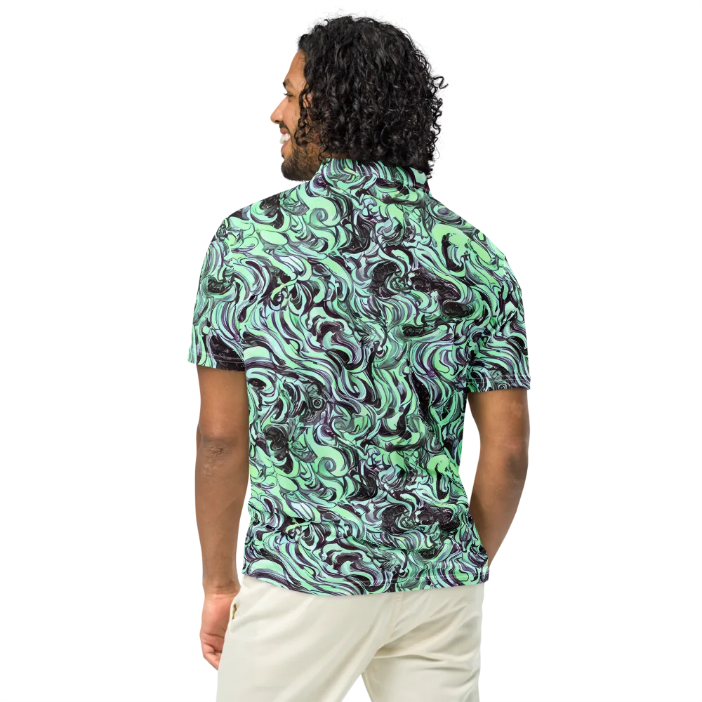Mint Maelstrom on Men's Slim Fit Polo Shirt — Back