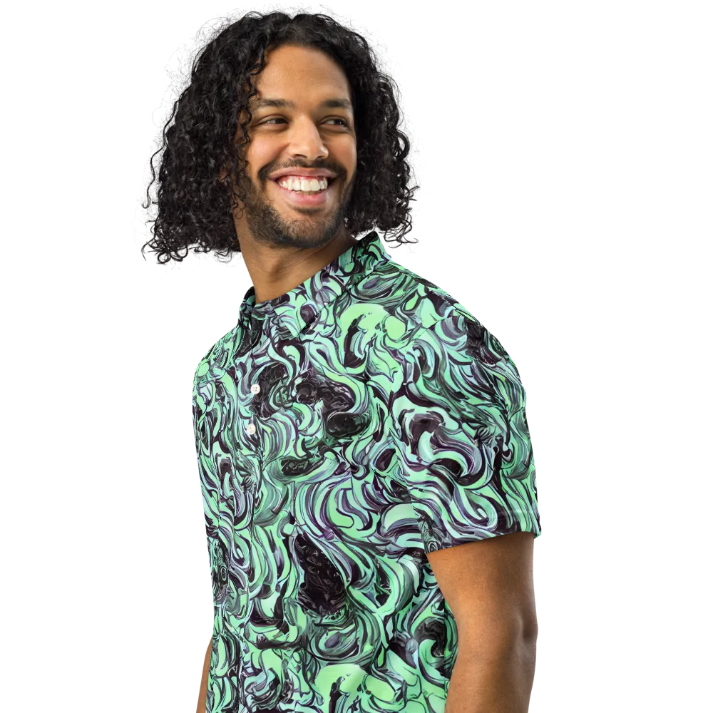 Mint Maelstrom on Men's Slim Fit Polo Shirt — Left Front