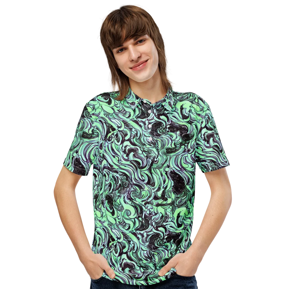 Mint Maelstrom on Men's Slim Fit Polo Shirt — Front