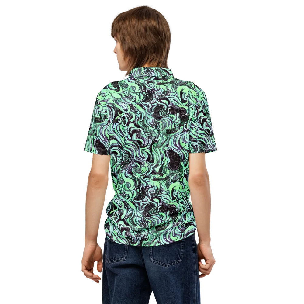 Mint Maelstrom on Men's Slim Fit Polo Shirt — Back