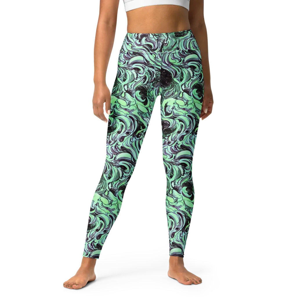 Mint Maelstrom on Yoga Leggings — Front