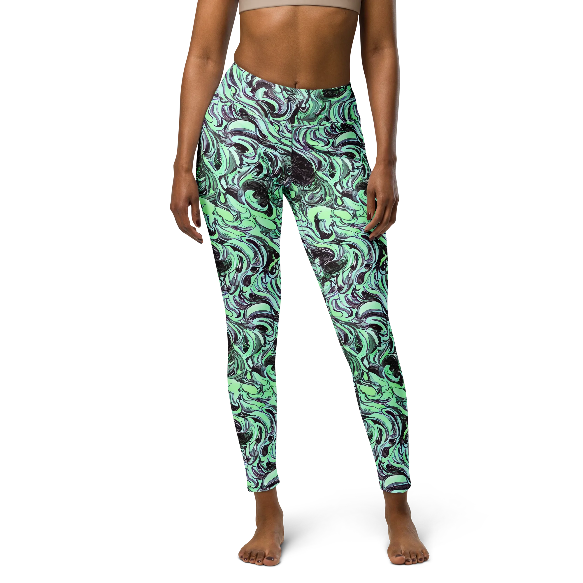 Mint Maelstrom on Yoga Leggings — Front