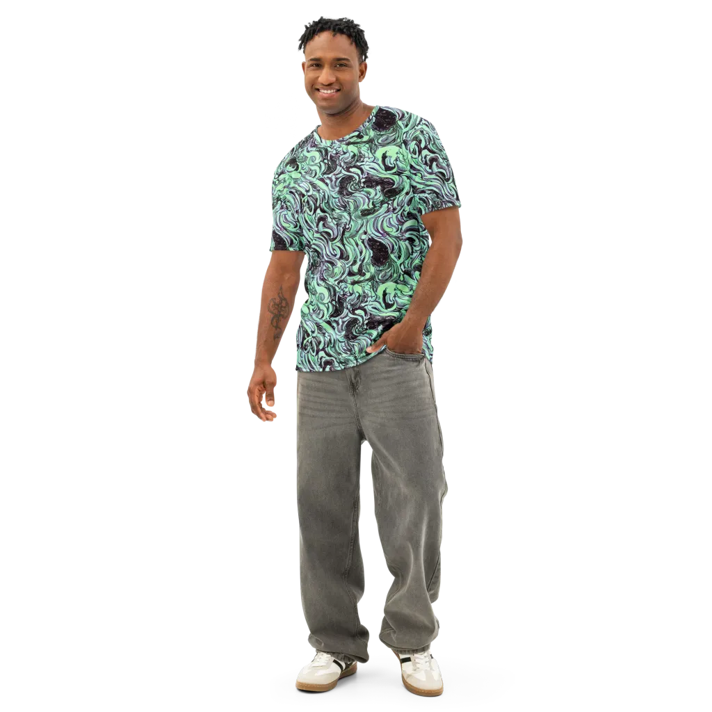 Mint Maelstrom on Men's Cotton Crew Neck T-Shirt — Front