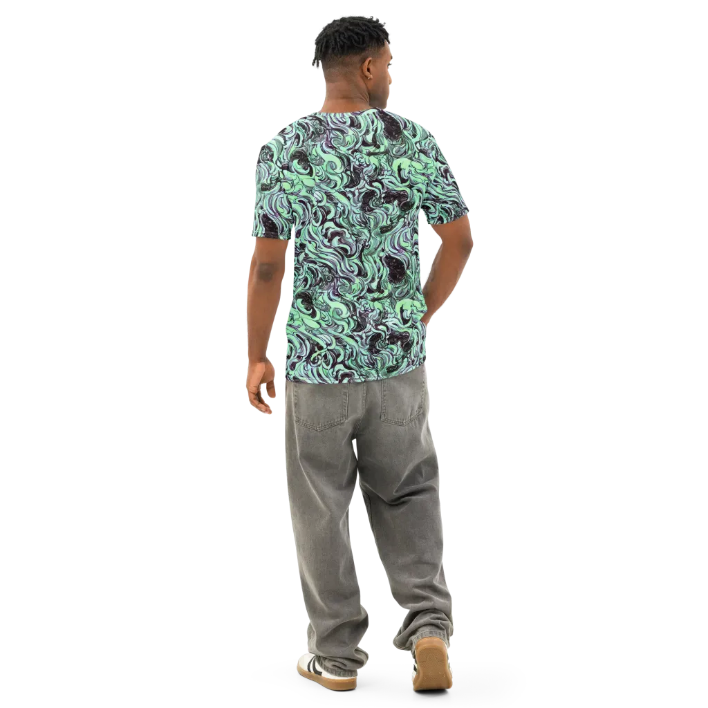 Mint Maelstrom on Men's Cotton Crew Neck T-Shirt — Back