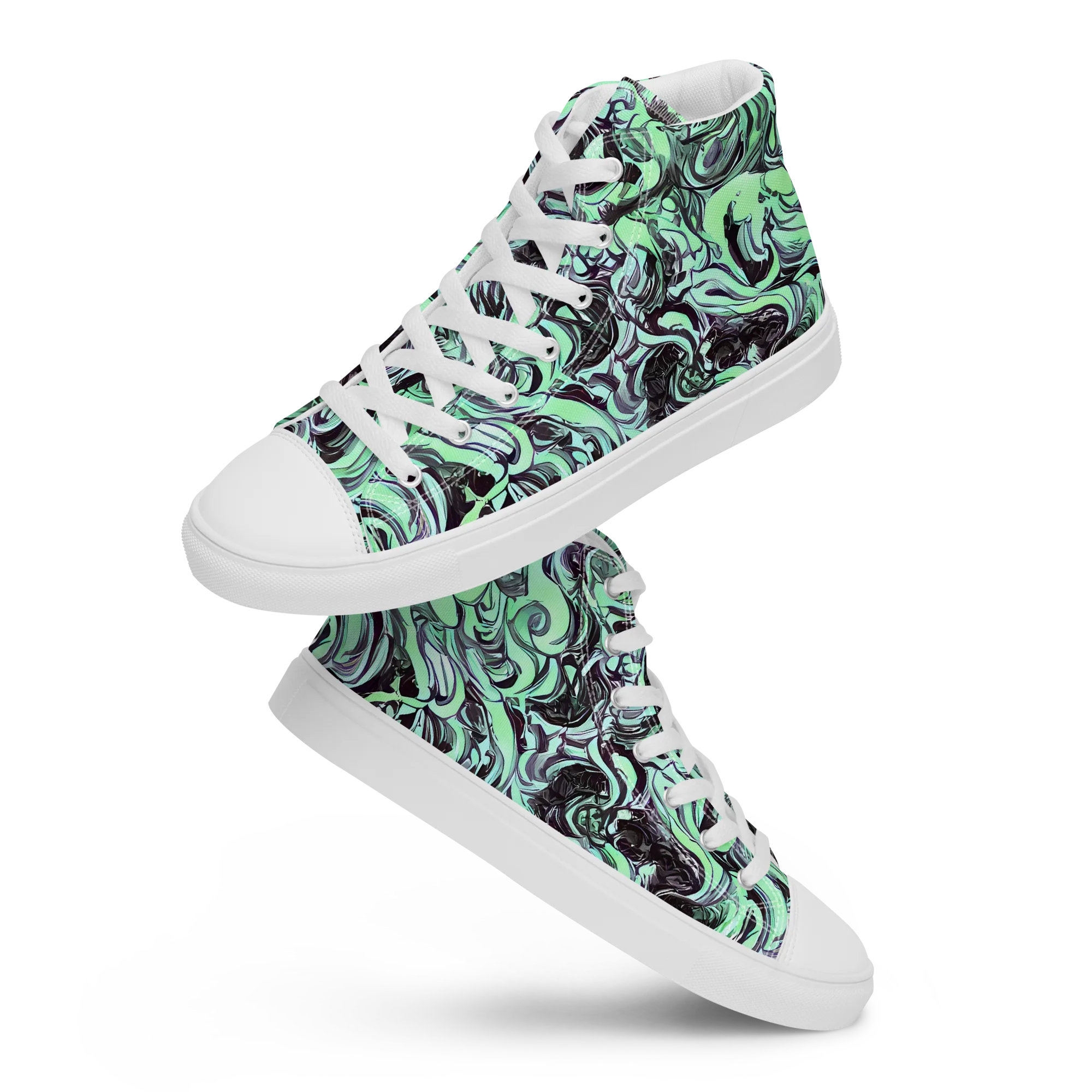 Mint Maelstrom on Men's High Top Canvas Shoes — Front