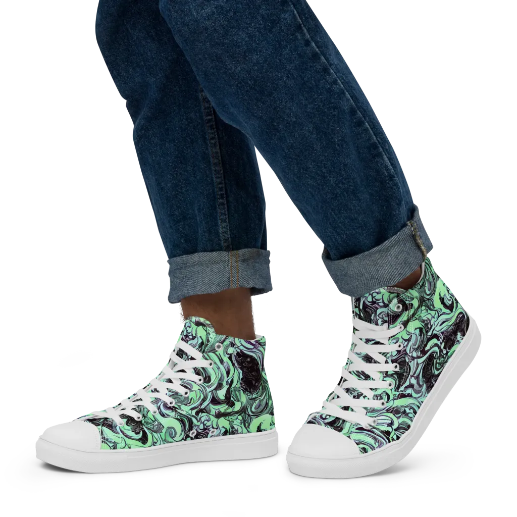 Mint Maelstrom on Men's High Top Canvas Shoes — Left