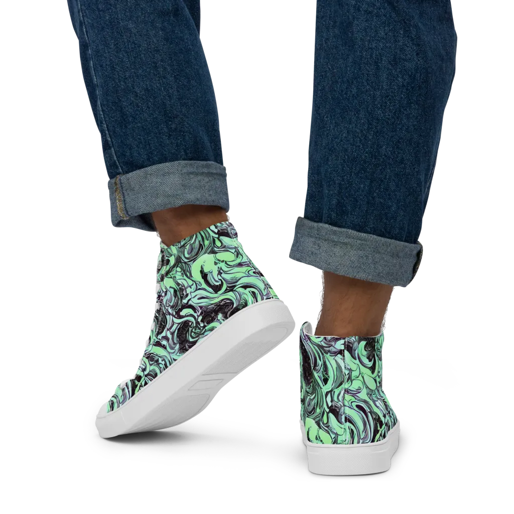 Mint Maelstrom on Men's High Top Canvas Shoes — Back