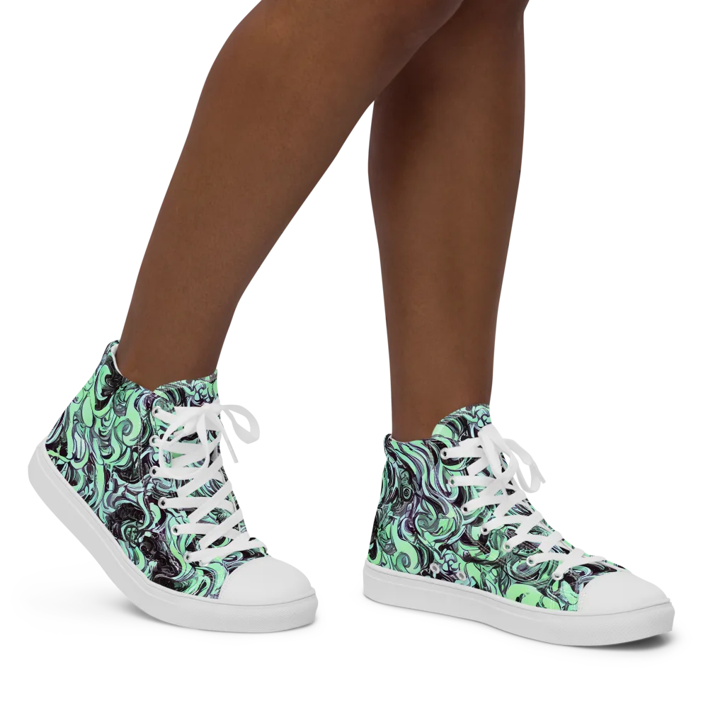 Mint Maelstrom on Women's High Top Canvas Shoes — Right
