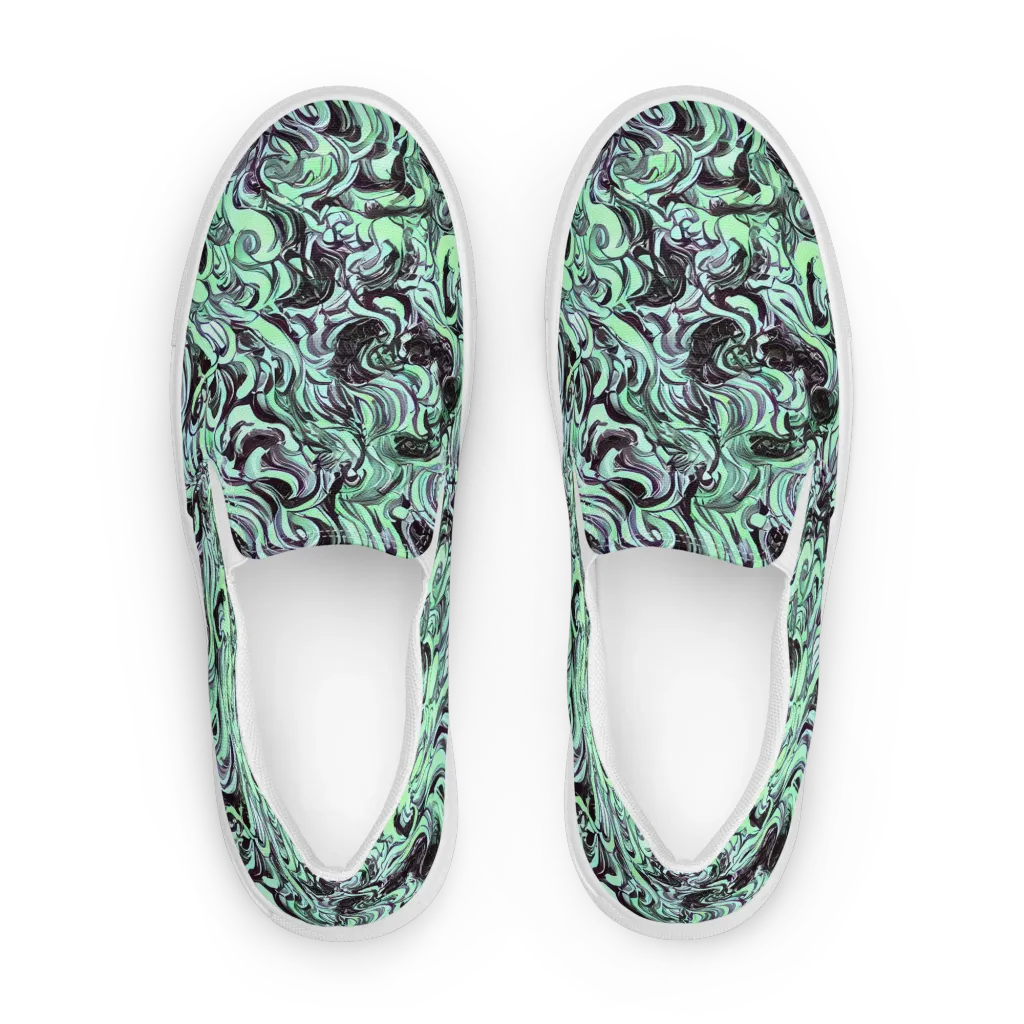 Mint Maelstrom on Men's Slip-On Canvas Shoes — Front