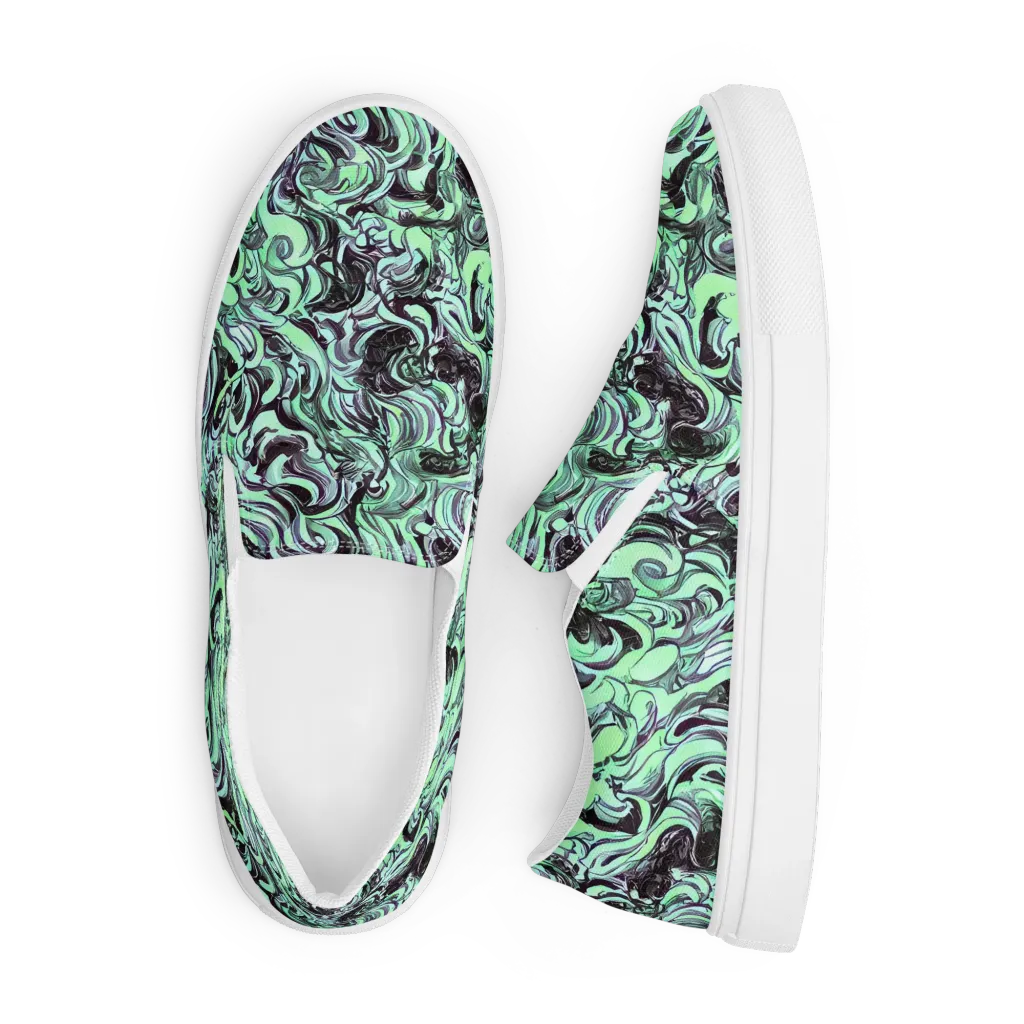 Mint Maelstrom on Men's Slip-On Canvas Shoes — Front
