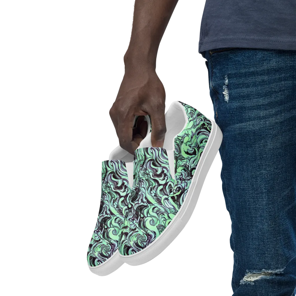 Mint Maelstrom on Men's Slip-On Canvas Shoes — Left Front