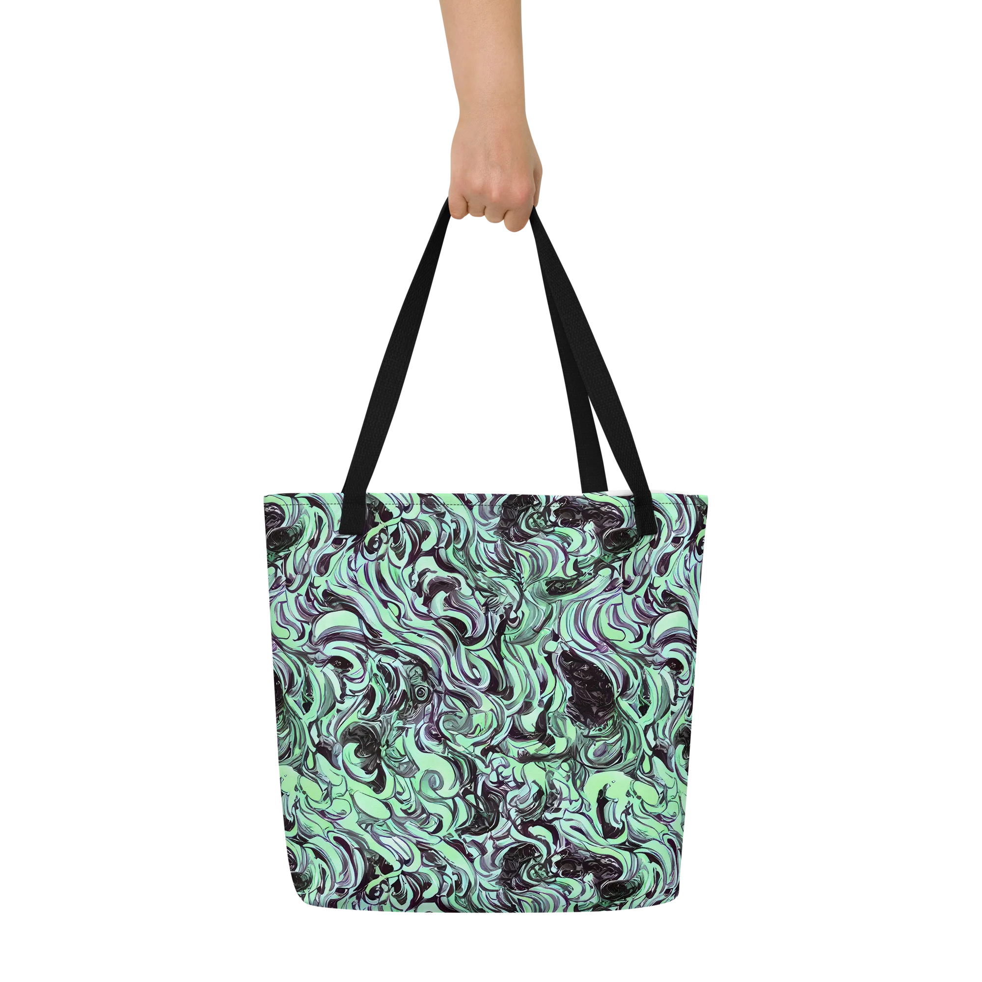 Mint Maelstrom on Large Tote Bag W/ Pocket — Front
