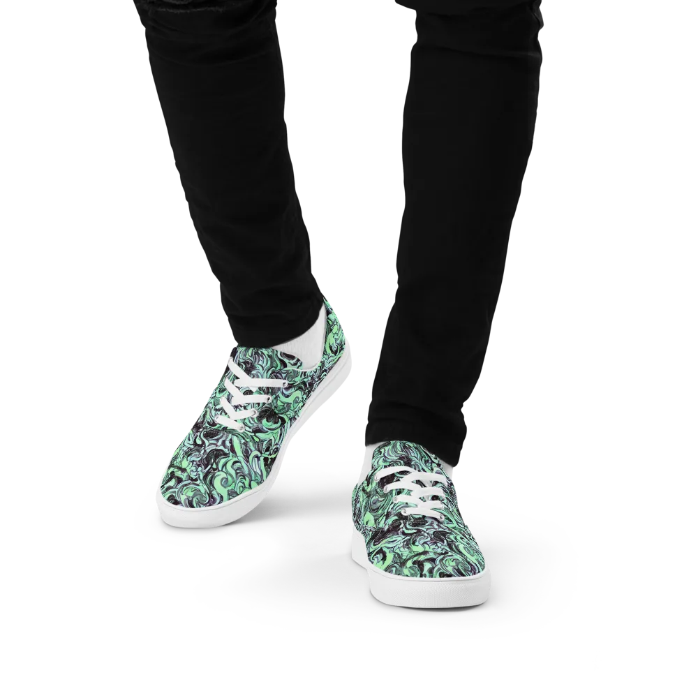 Mint Maelstrom on Men's Lace-Up Canvas Shoes — Front