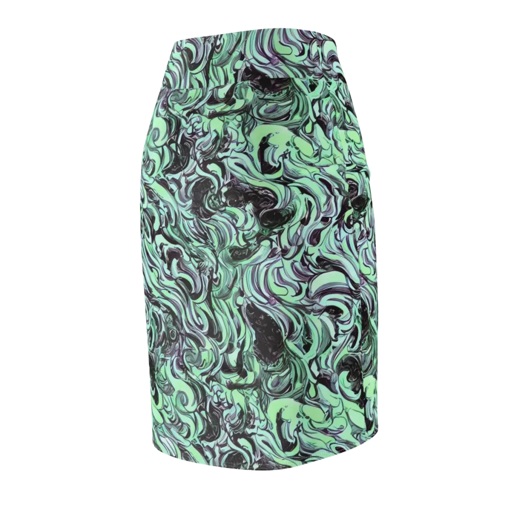 Mint Maelstrom on Pencil Skirt — Back Side