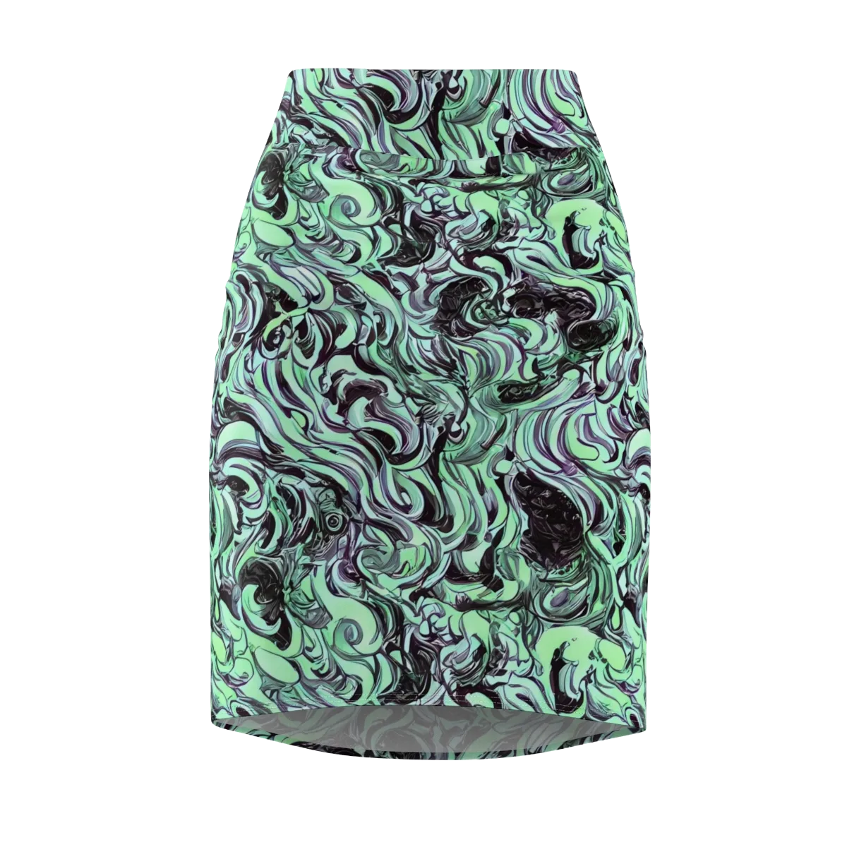 Mint Maelstrom on Pencil Skirt — Front