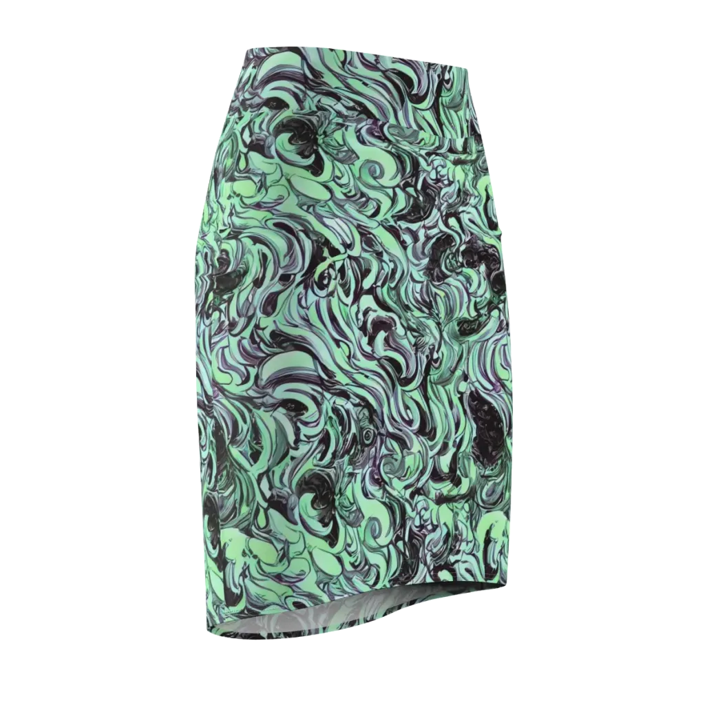 Mint Maelstrom on Pencil Skirt — Front Side