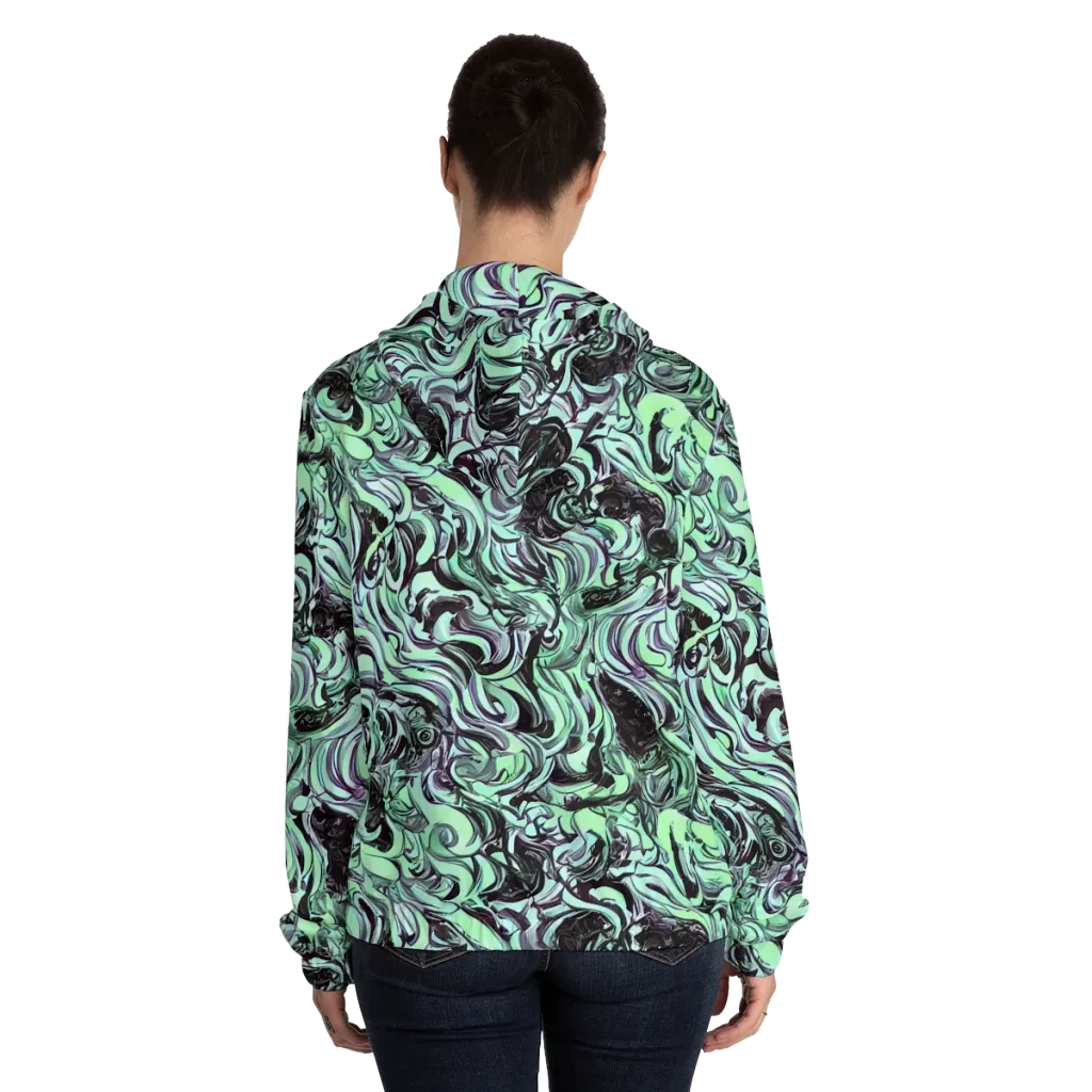 Mint Maelstrom on Women's Full-Zip Hoodie — Back On Person