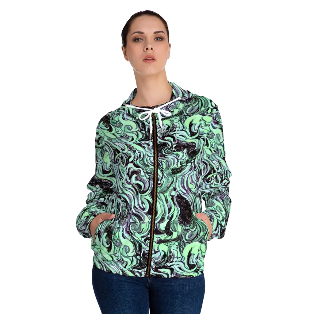 Mint Maelstrom on Women's Full-Zip Hoodie — Front On Person