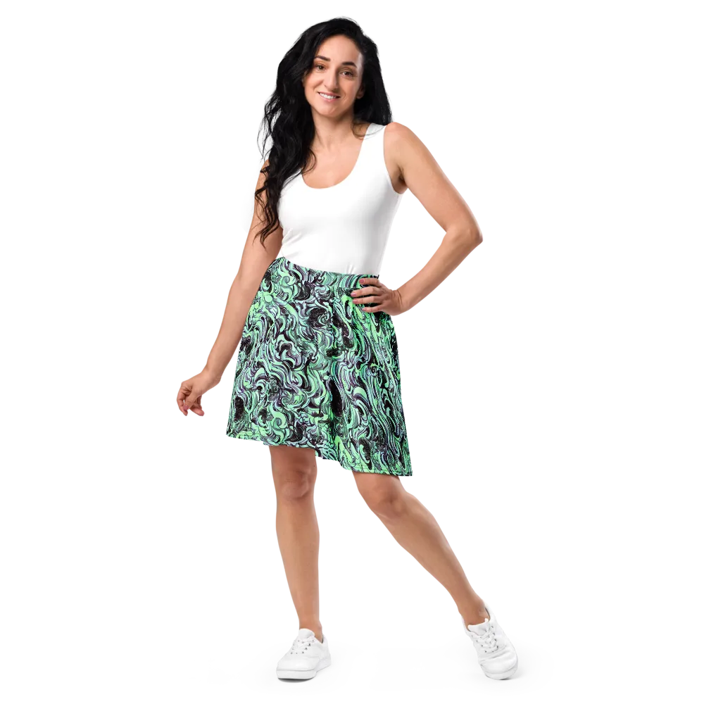 Mint Maelstrom on Skater Skirt — Front