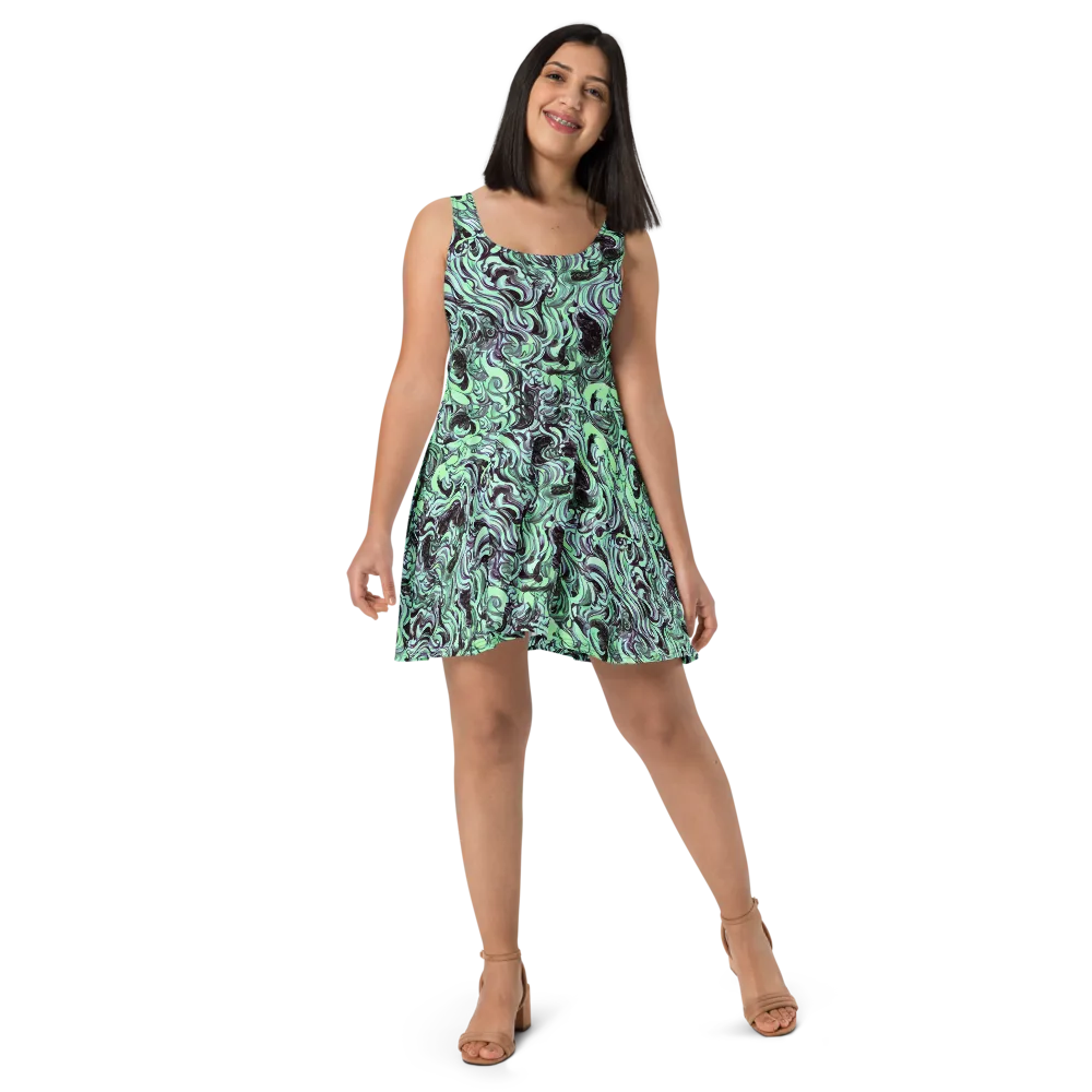 Mint Maelstrom on Skater Dress — Front