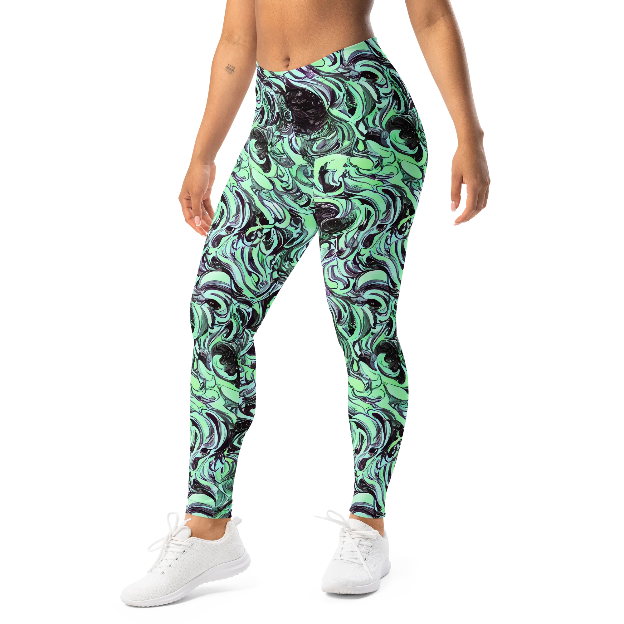 Mint Maelstrom on Leggings — Left Front