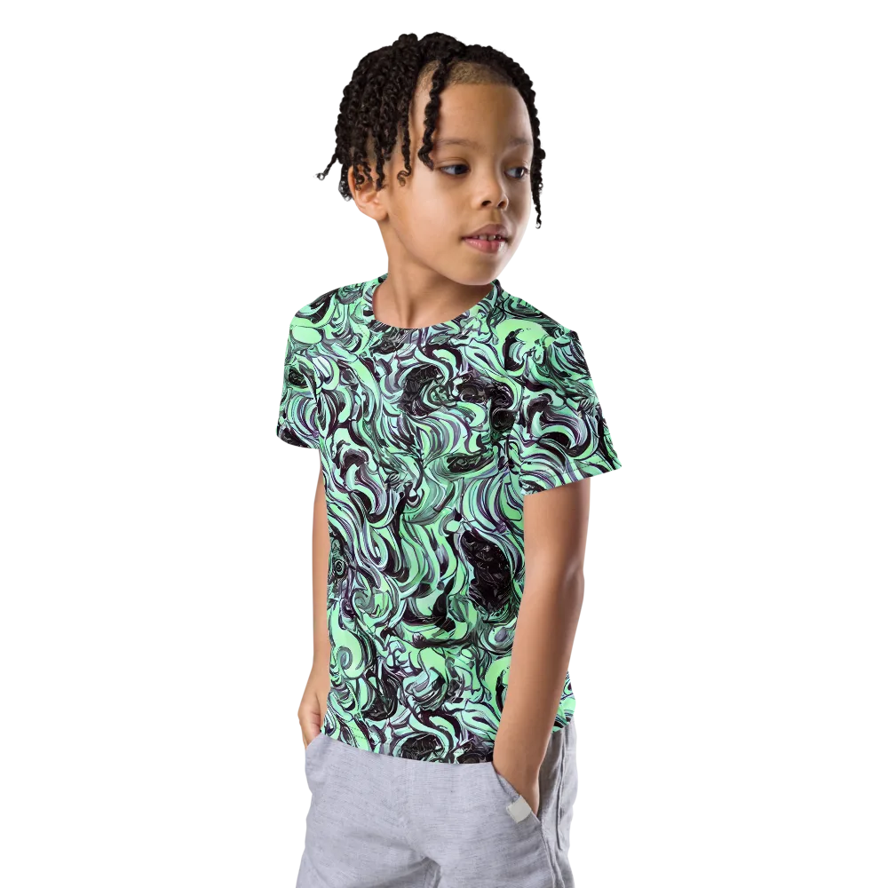 Mint Maelstrom on Kids Crew Neck T-Shirt — Left Front
