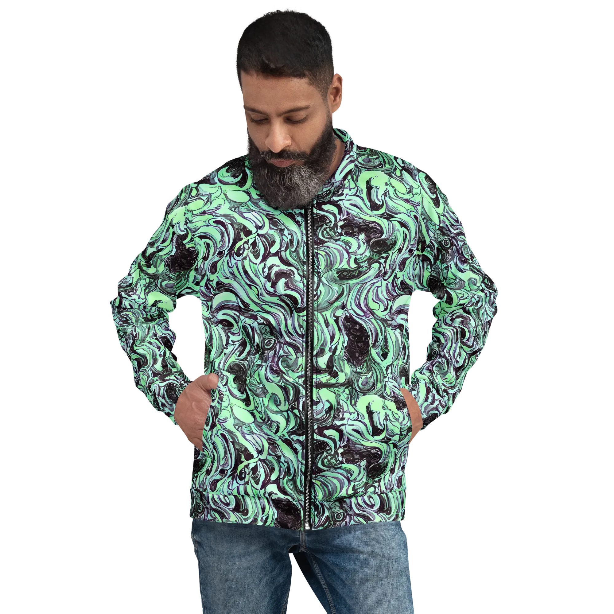 Mint Maelstrom on Bomber Jacket — Front