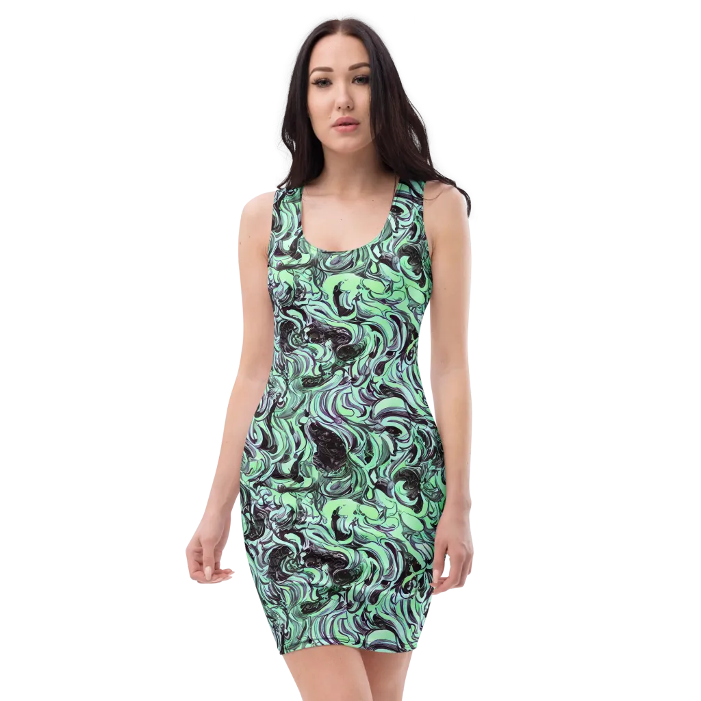 Mint Maelstrom on Bodycon Dress — Front
