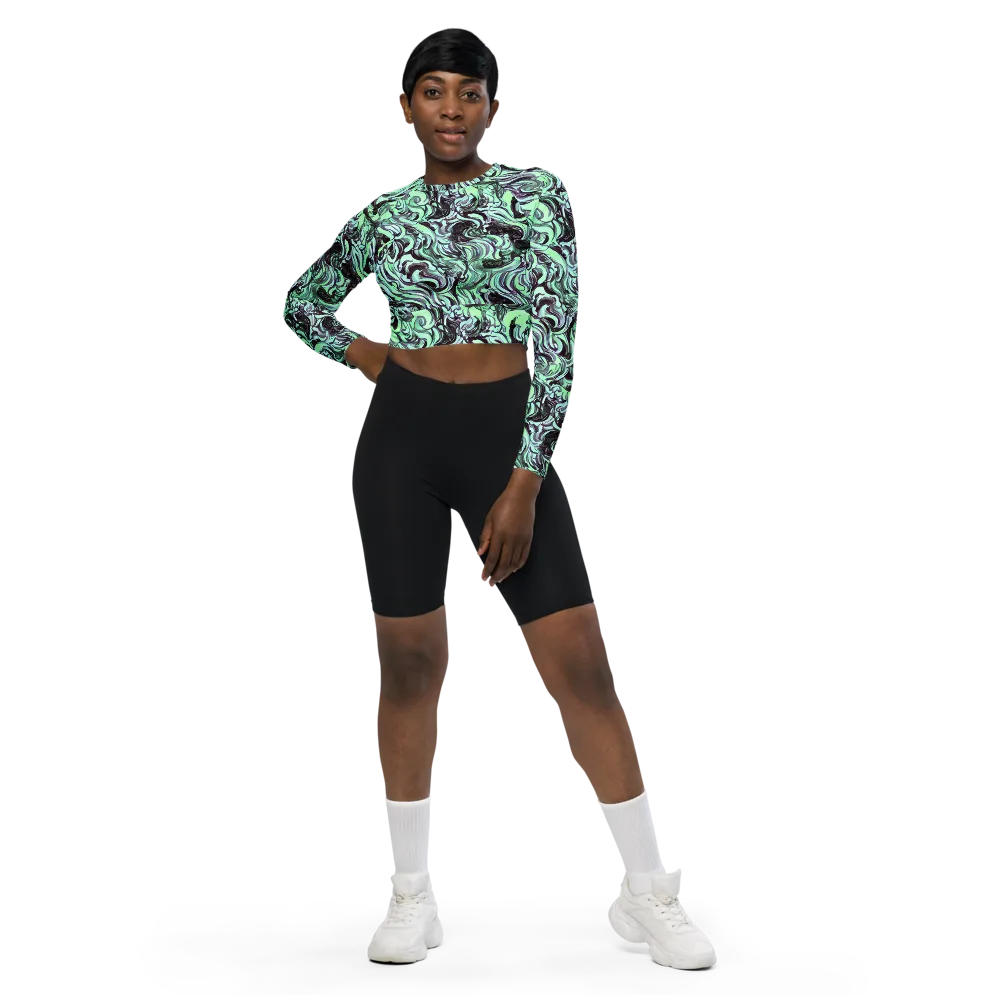 Mint Maelstrom on Long Sleeve Crop Top — Front