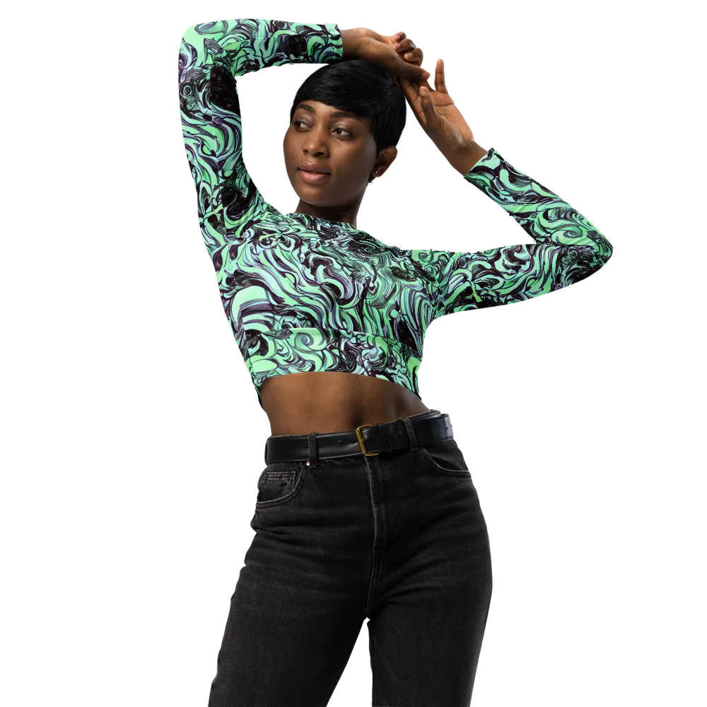 Mint Maelstrom on Long Sleeve Crop Top — Front