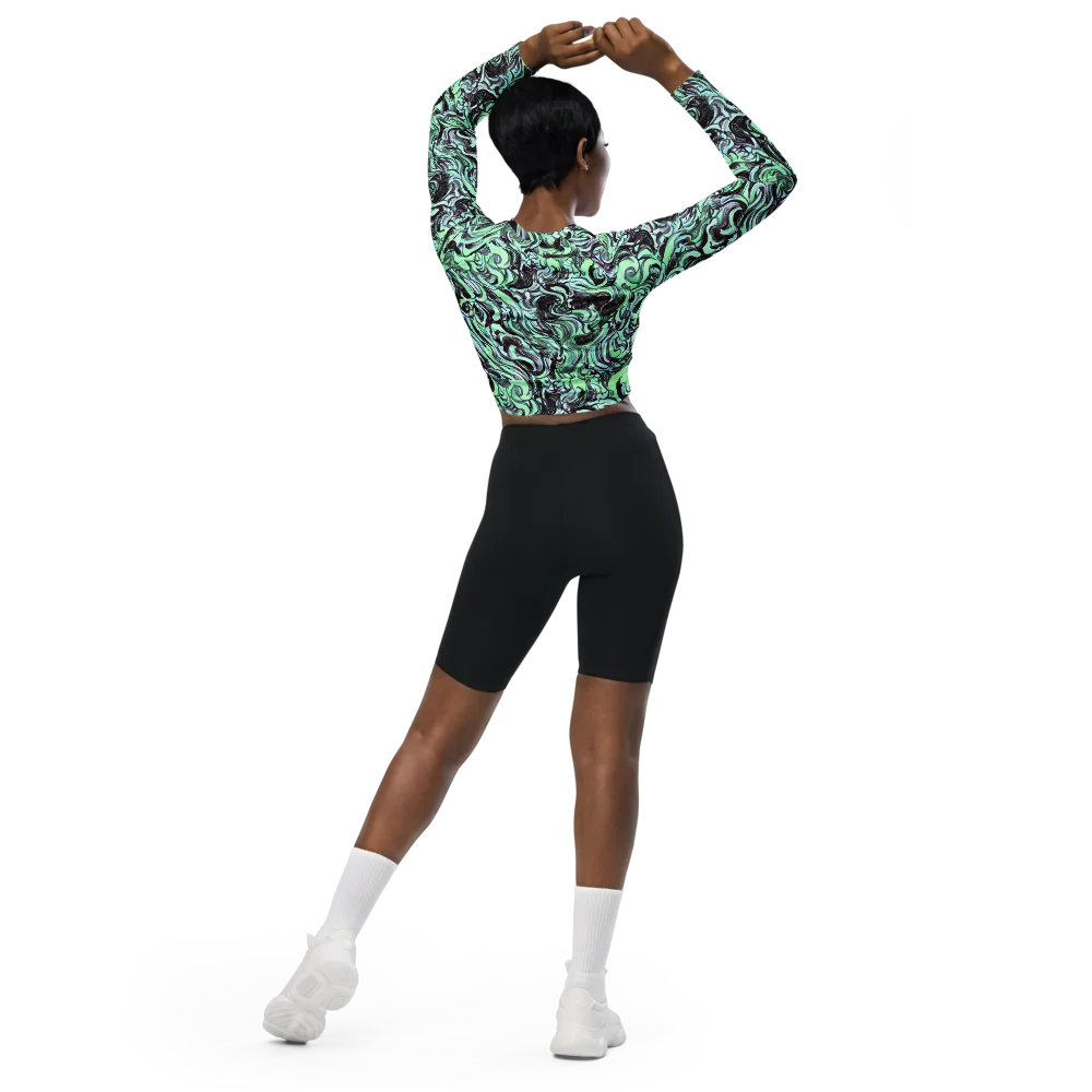 Mint Maelstrom on Long Sleeve Crop Top — Back