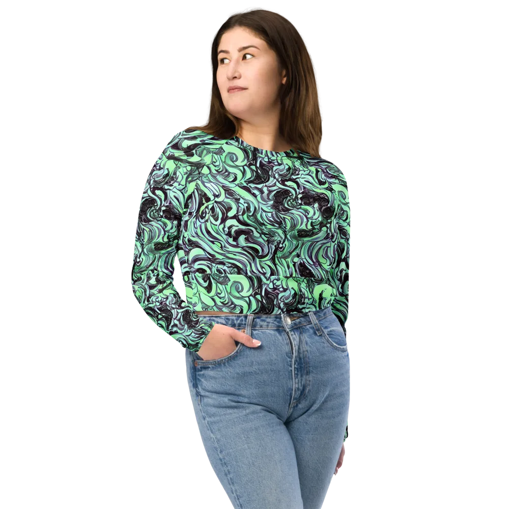 Mint Maelstrom on Long Sleeve Crop Top — Front