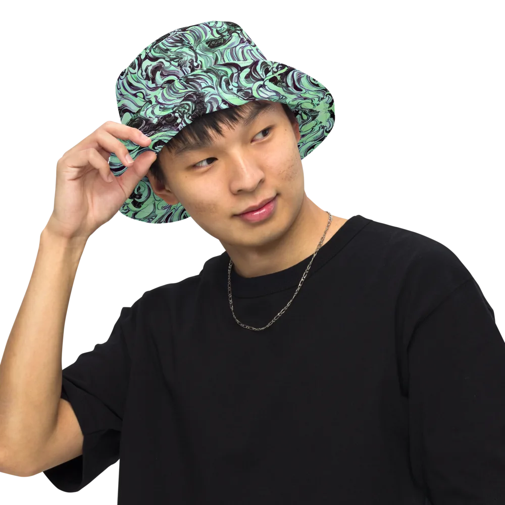 Mint Maelstrom on Reversible Bucket Hat — Front Inside