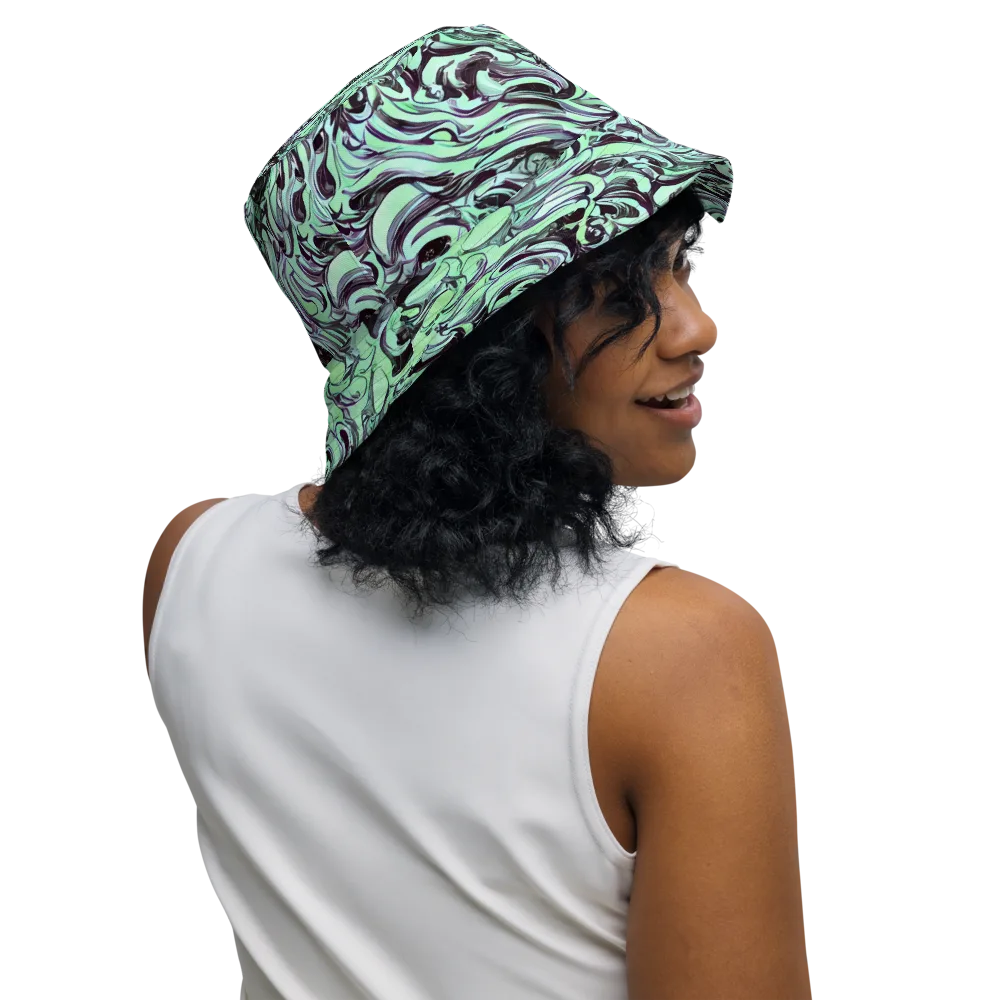 Mint Maelstrom on Reversible Bucket Hat — Right Outside