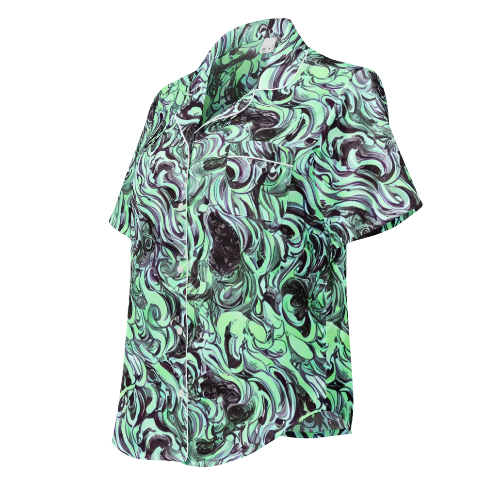 Mint Maelstrom on Women's Short Sleeve Pajama Top — Left Front