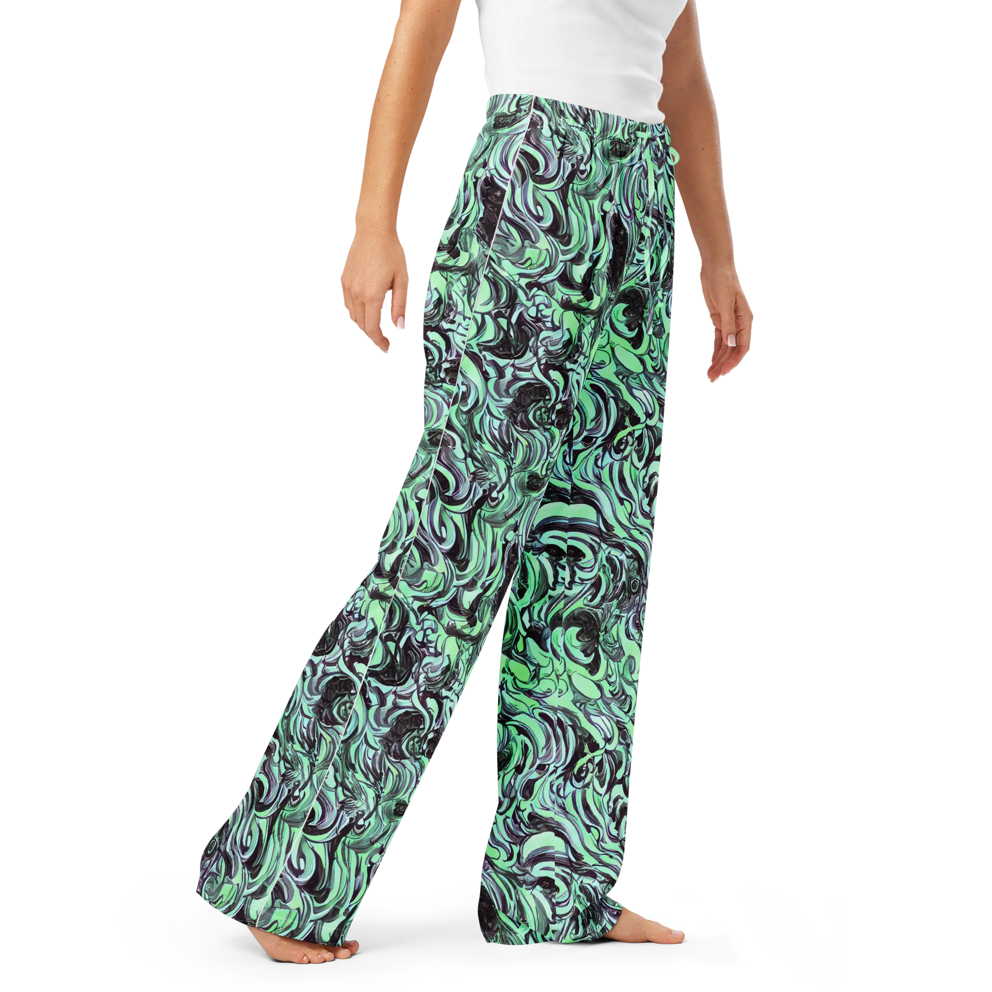 Mint Maelstrom on Women's Pajama Pants — Right Front