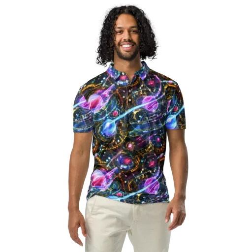 Starlit Kelp on a Men's Slim Fit Polo Shirt