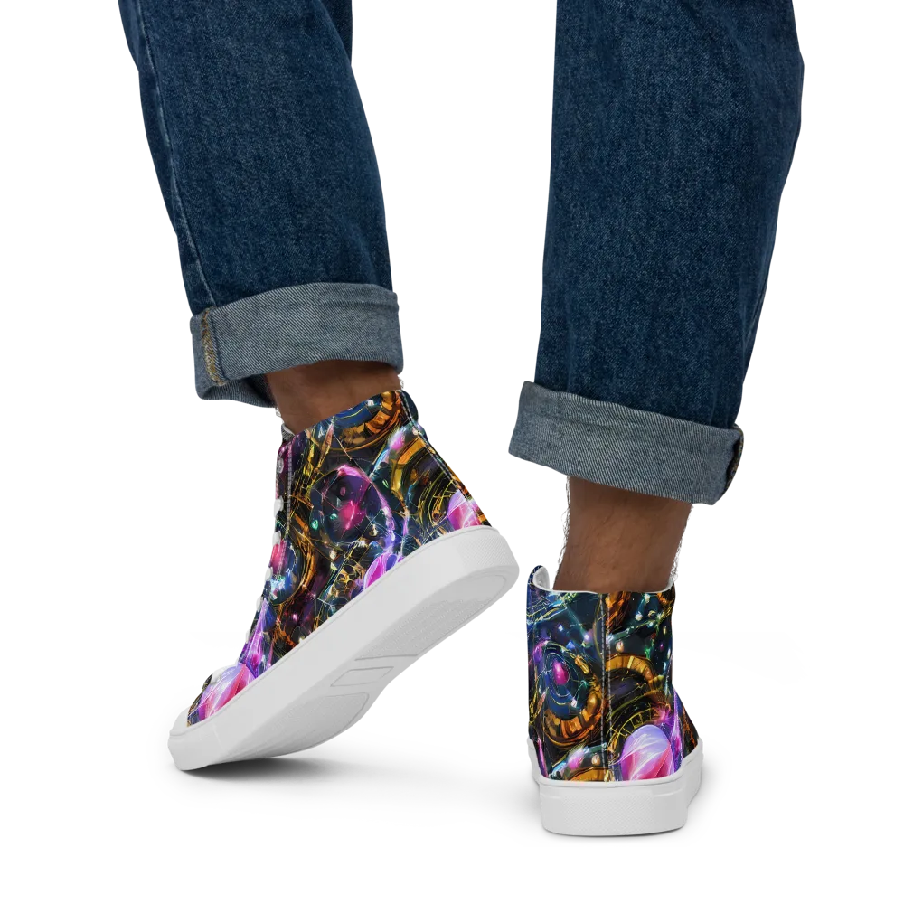 Starlit Kelp on Men's High Top Canvas Shoes — Back
