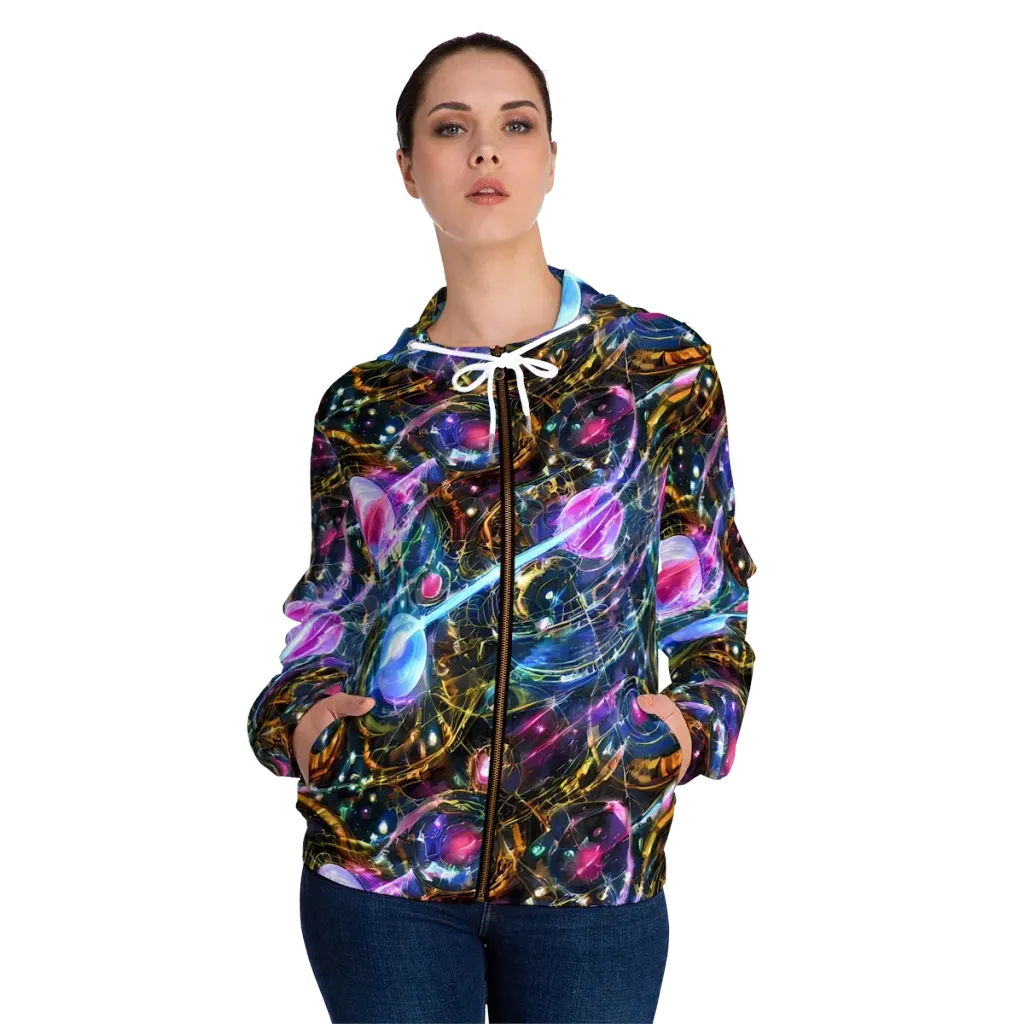 Starlit Kelp on Women's Full-Zip Hoodie — Front On Person