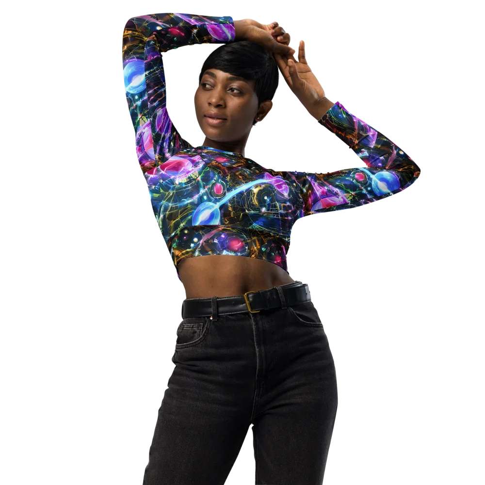 Starlit Kelp on Long Sleeve Crop Top — Front