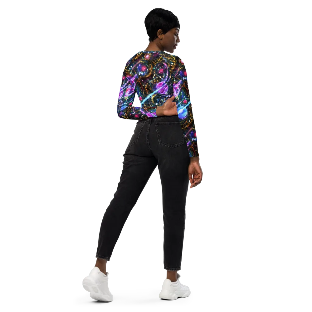 Starlit Kelp on Long Sleeve Crop Top — Right Back